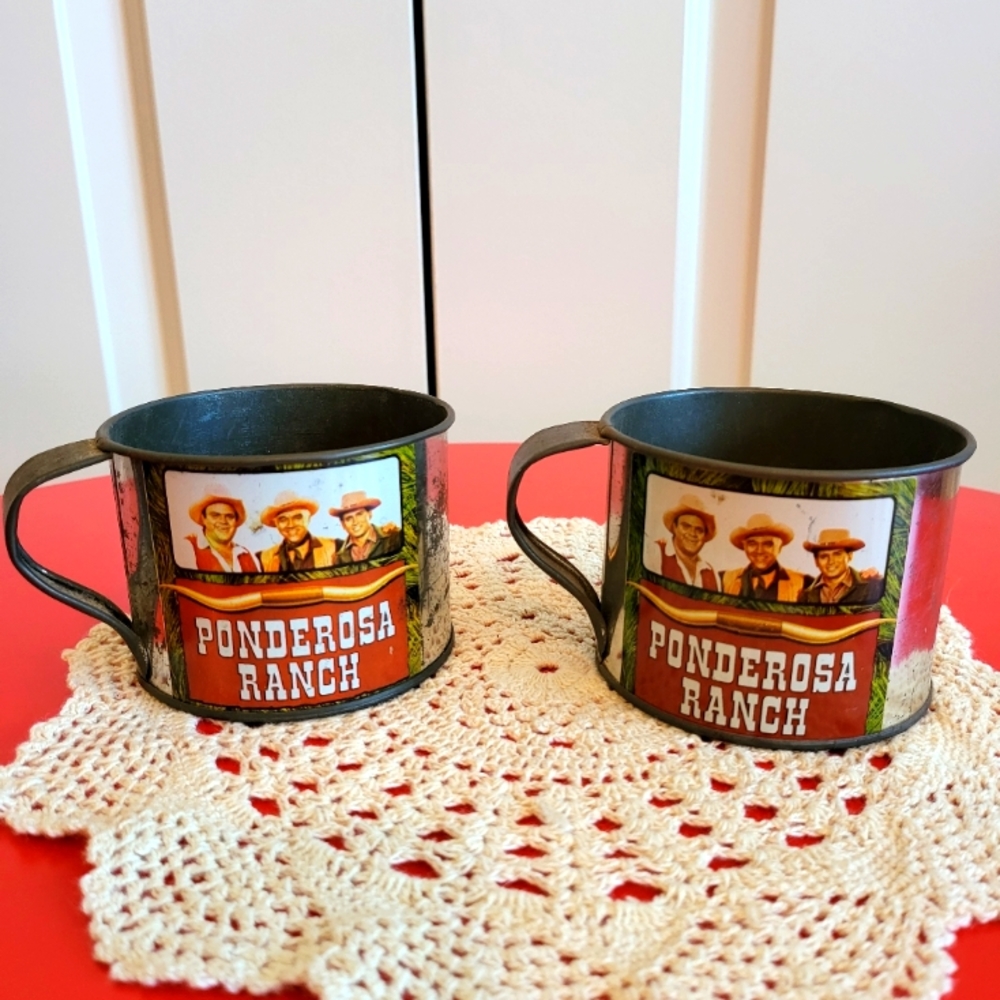 ♥️VINTAGE♥️ 1960'S BONANZA COLLECTABLE TIN CUPS
